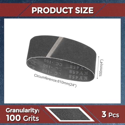 Kozelo 3 Stück Schleifbänder 4 x 24 Zoll 100 Körnung Siliciumcarbid Schleifband Schleifpapier Für Bandschleifer Metallschleifen Holzverarbeitung Schweißrostentfernung