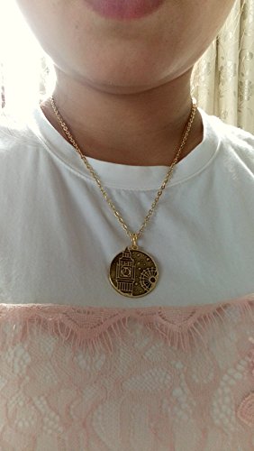 London's Big Ben Clock Tower Charm Necklace for Travel Gift (Gold)2