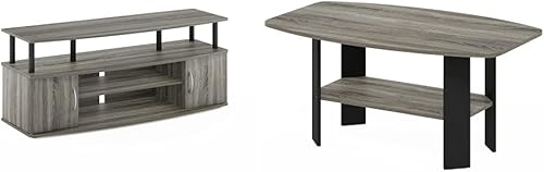 Furinno Paquete de soporte de entretenimiento y mesa de café