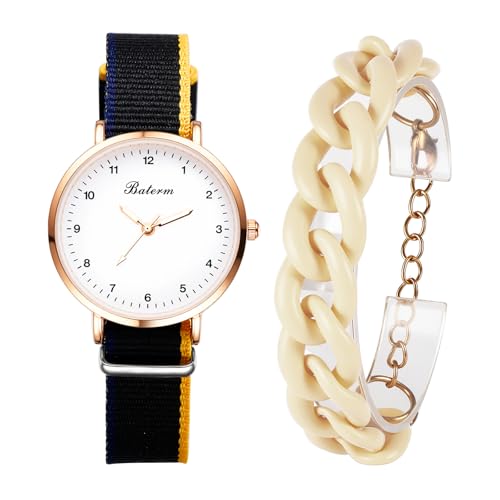Montre pour femme lot de 2 avec bracelet en toile et résine réglable