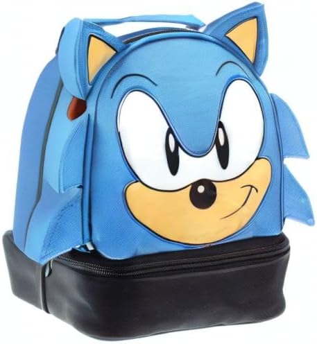 Bioworld Sega Sonic the Hedgehog Lunch Bag Big Face Dual Compartment Lunch Box Kit 10" - Image 6