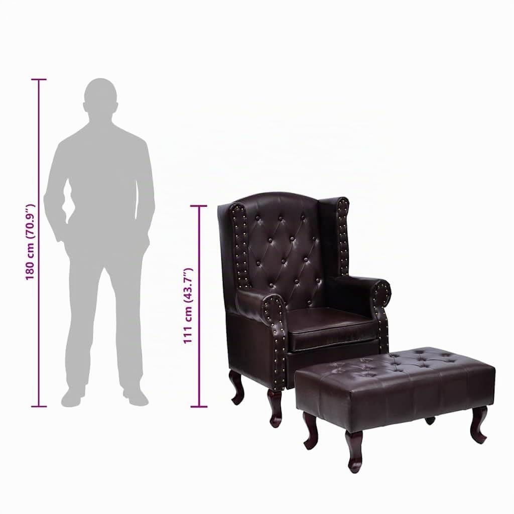 vidaXL Sessel mit Fußhocker Dunkelbraun Kunstleder
