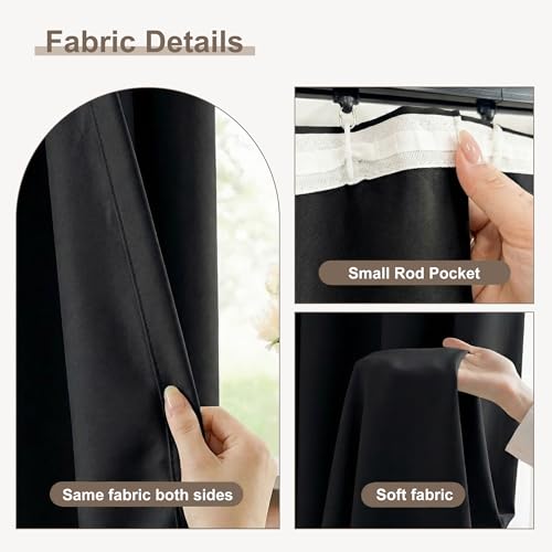 Image of hoeflife Blackout Curtains for Bedroom Room Darkening Curtains for Living Room Ceiling Door Curtain(Black Drape 1 Panel,W52 x L96