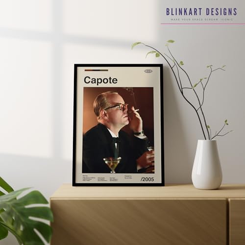 Image of BLINKART Capote Vintage Movie Poster Frame 8x12 Inch | Premium 300 GSM Paper Wall Print | Mid Century Vintage Film Artwork for Home, Bedroom, Living Room, Office | Framed Photo Decor