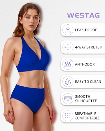 Period Swimwear Two Piece Menstrual Swimsuit Leakproof Halter Bikini Set Tummy Comtrol Bathing Suit for Teen Girl3