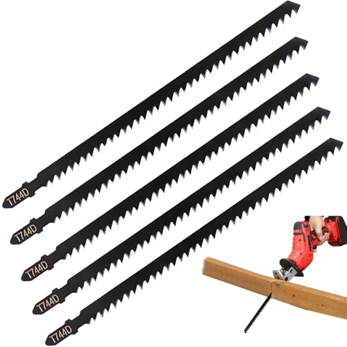 180mm Extra Long Jigsaw Blades,5PCS T-Shank Jig Saw Blades for Wood Cutting,Jigsaw Blades Wood-T744D Jigsaw Cutter Set Compatible with Bosch, Makita, Dewalt,Fast Clean Straight Cuts in Hardwood Softw