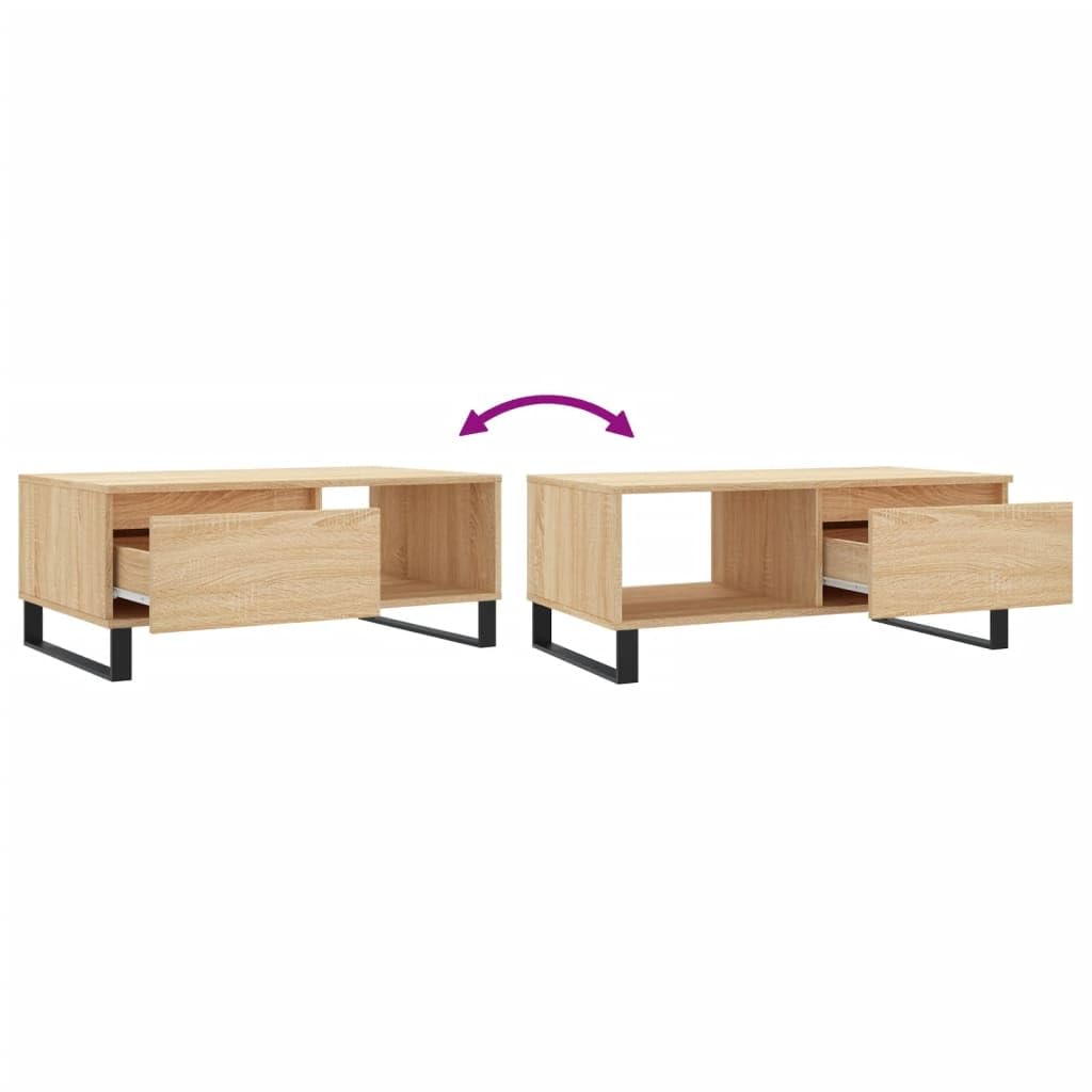 vidaXL Mesa de Centro Madera contrachapada Roble Sonoma 90x50x36,5 cm, Mesa Auxiliar, Mesa de salón, Mesa Decorativa, mesita de sofá, mesita de Centro