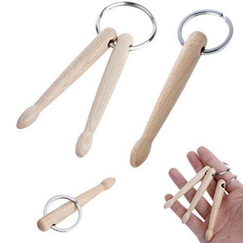 Llavero con baquetas de batería de madera para colgar miniatura 3