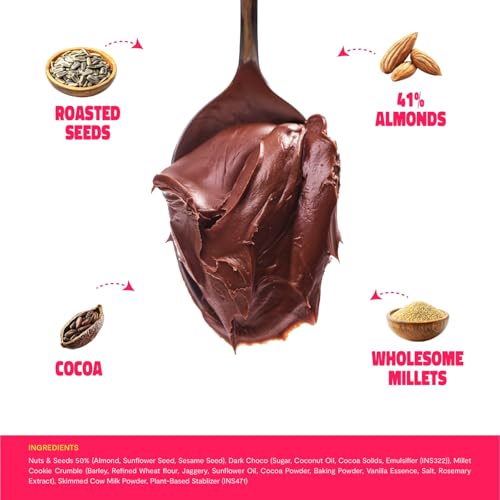 Image of Twiddles by Yuvraj Singh Almond Crumble Chocolate Spread,250G(Crunchy) - Made With 50% California Almonds & Seeds |16G Protein|70% Less Sugar|No Palm Oil|No Preservatives|Tastiest bread Spread