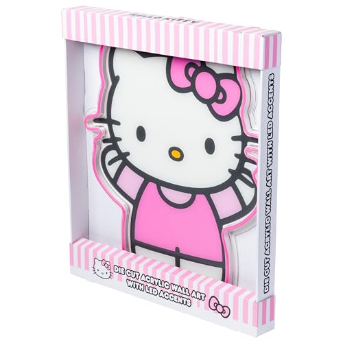 Image of Silver Buffalo Sanrio Hello Kitty LED Neon Light Die Cut Acrylic Wall Art, 16 inchx19 inch