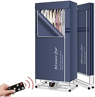 Electric Clothes Airer Portable Clothes Dryer, Folding Clothes Drying Rack Indoor, Energy Saving (anion) Heated Clothes Airer, Remote Control for Apartment and Home, 1300w, Blue