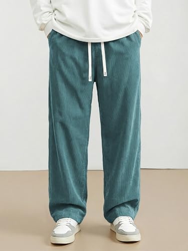 Image of JMIERR Mens Corduroy Pants Wide Leg Baggy Sweatpants | Loose Fit Joggers, Elastic Waist Drawstring, Casual Sweatpants, Vintage Pants, Fall Winter Fashion, Streetwear