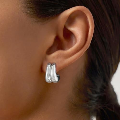 Gold Hoop Earrings for Women Girls 18K Gold Plated Chunky Hoop Earrings Statement Lightweight Thick Trendy Small Gold Open Hoops Fashion Jewelry Gifts2