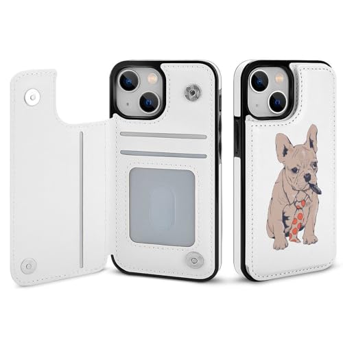 適用 iPhone15Pro用ケース 手帳型 フレンチブルドッグ 犬 スマホケース カード収納 スタンド機能 アイフォン15Proケース 耐衝撃 PUレザー カバー 財布型 Case