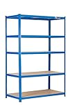 Rhino Racking Heavy-Duty Garage Shelving unit – 5-Tier Steel Storage Shelves, Boltless Shelves, Industrial Shelving, Blue, 200kg Per-Tier, 180x120x60cm