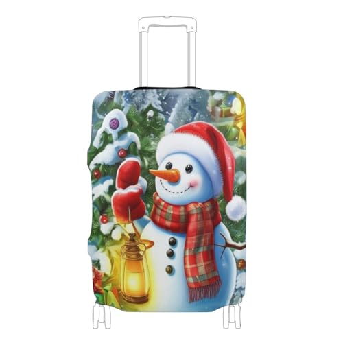 Joisal Suitcase Covers Luggage Protector Cute Cheerful Snowman Santa Winter Elastic Colorful Travel Vacation Essentials, M, Fits 22-24 Inch Case