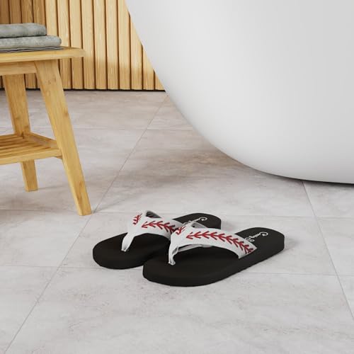 Cocomo Soul Baseball Flip Flops | Embroidered Slippers for Women | Baseball Mom Sandals2