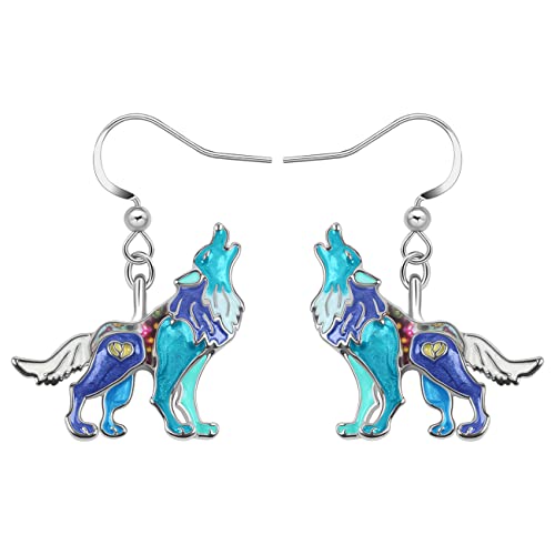 Roaring Wolf Earrings Enamel Zinc Alloy Fashion Jewelry Dangle Earrings for Women Wolf Gifts