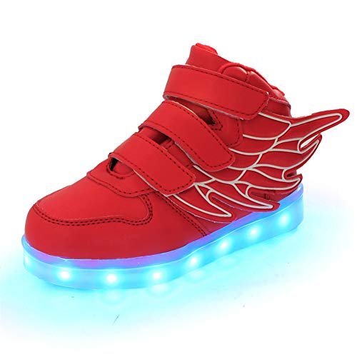Lovelysi Unisex Enfants Garçon Fille LED Lumineuse avec des Ailes Chaussures Securité Mode 7 Couleurs Clignotants USB Rechargeable Mutilsport Shoes Sneaker