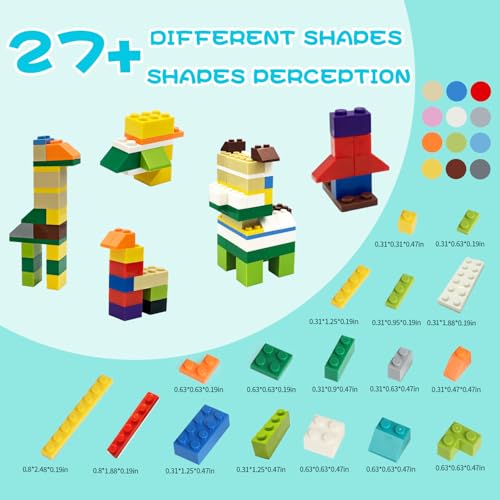 ekuzi Building Bricks Compatible with Lego Classic - 300 Pieces Basic Bulk Building Blocks in Random Color - Mixed Shape