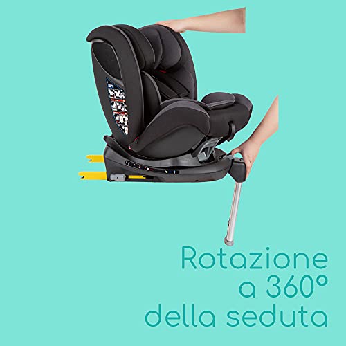 Bebeconfort EvolveFix Seggiolino auto 0-36 kg isofix girevole a 360°, Gruppo 0/1/2/3 dalla nascita a 12 anni, Reclinabile ed Evolutivo, Grigio (Night Grey)