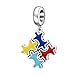 Charm variopinto in argento Sterling 925 con puzzle di autismo per braccialetto Pandora