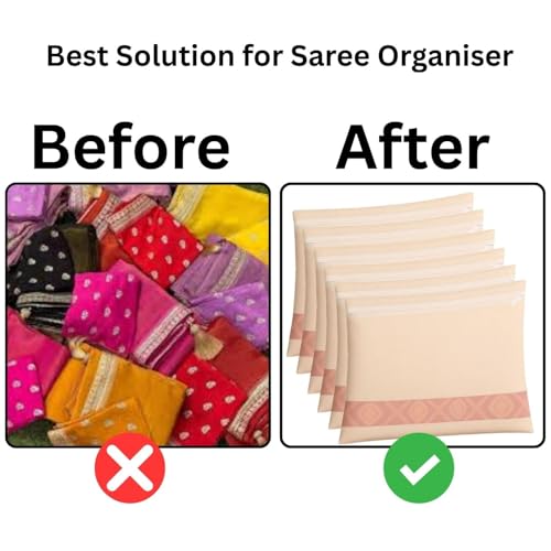 Image of Aliensware Pack of 12 Big Size Cotton Saree Bags /Covers For Storage With Zip Closure & Durable Mesh Window For Wardrobe Organizer, Clothes Bags, Salwar, Shirt, Multi-Purpose use (36 x 37 cm)-Beige