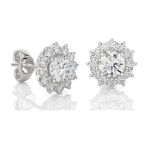 1/4 Carat Diamond Halo Star Stud Earrings for Women in 14k White Gold (F-G, SI2-I1, cttw) with Push Back by Privosa Fine Jewelry Cover