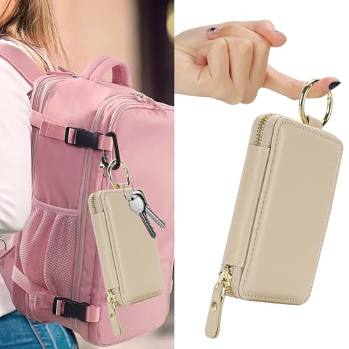 Image of Compatible with MagSafe Wallet,Magnetic Phone Wallet Card Holder for iPhone 17 /16 Pro Max /15 plus /14 Pro /13 /12 Series,PU Leather Zipper Pocket Adjustable Stand-Beige