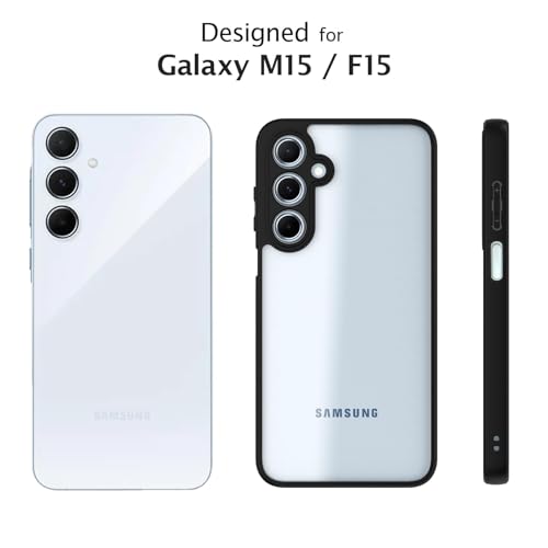 Image of KAPAVER Hybrid Clear Back Cover Case for Galaxy M15 /F15 | Protective Shockproof Cleare Hard PC Soft Flexible Black TPU Cover