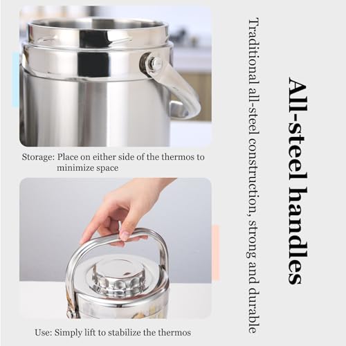 Contenitore termico per il pranzo in acciaio inox con manico, a prova di perdite, per ufficio, scuola e uso esterno
