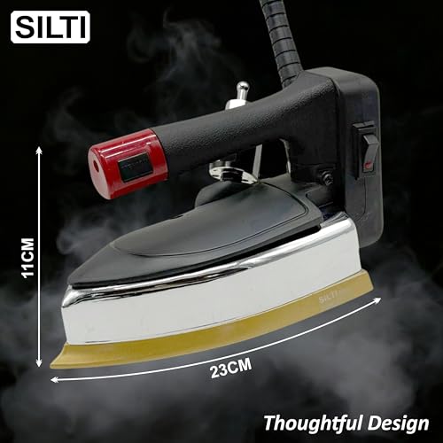 Image of SILTI Gold Electric Professional Steam Iron ST-96 | Iron with Big Gravity Feed Bottle, Teflon Shoe | Large Base,1850W, 220V Heavy Duty Iron for Tailoring & Garment Industrial Use. (8896)