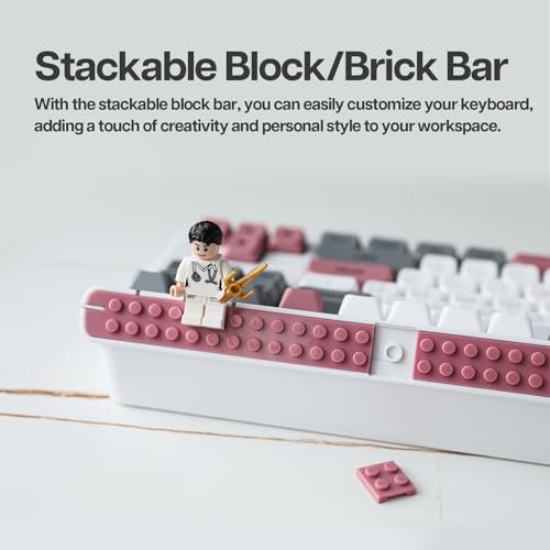 Image of EPOMAKER Brick 87 Mechanical Keyboard with Stackable Block Strip and Buttons, Custom Keyboard, Bluetooth /Wireless /USB-C, Hot-Swap, RGB Lighting, for Win /Mac /Game (GreyPink, Wisteria Linear)