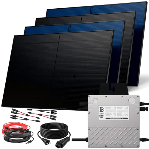 SUNNIVA 2000W Balkonkraftwerk BIFAZIAL FULLBLACK komplett Steckdose BENY 800W Wechselrichter PV Solaranlage 4x 500W Glas Solarmodule inkl. 5m Kabel WIFI Komplettset