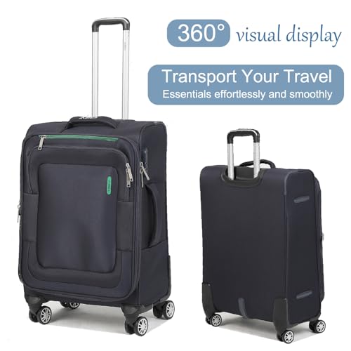 Softside Luggage Sets, Extra Large Expandable Suitcase Sets With Spinner Wheels and Combination Lock Red Luggage For Long Time Overseas Journey (Navy Blue) 22inch, 26inch, 30inch3