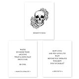 Stoic Wall Art Collection - Marcus Aurelius, Memento Mori, Epictetus Quotes - Stoicism Wisdom Set of...