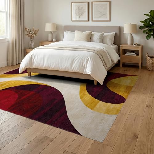 Tapete decorativo plano 6x9 pies amarillo miniatura 3