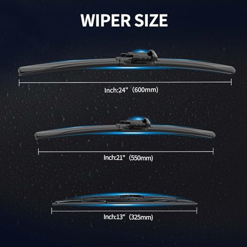 Image of Front and Rear Windshield Wipers for Chevrolet Traverse 2012-2017 | Quiet and Streak-Free 24 inch 21 inch 13 inch Front and Back Wiper Blades Assembly All-Season OEM Automotive Replacement Accessories