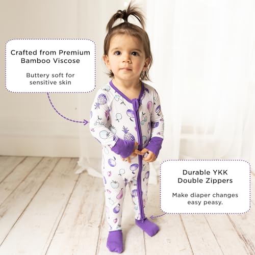 LittleHippo 2-Way Zipper Onesie Romper, Soft Spandex & Viscose from Bamboo One Piece Pajamas, Newborn, Baby Boys & Girls2