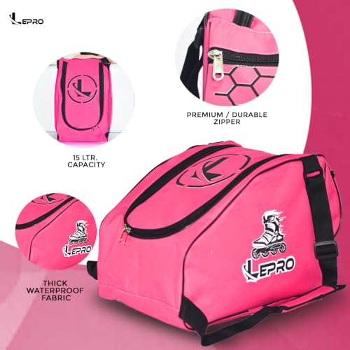 Image of LEPRO Skate Bag | Premium Inline Skating Bag with Adjustable Shoulder Strap for Youth and Adults (Pink)