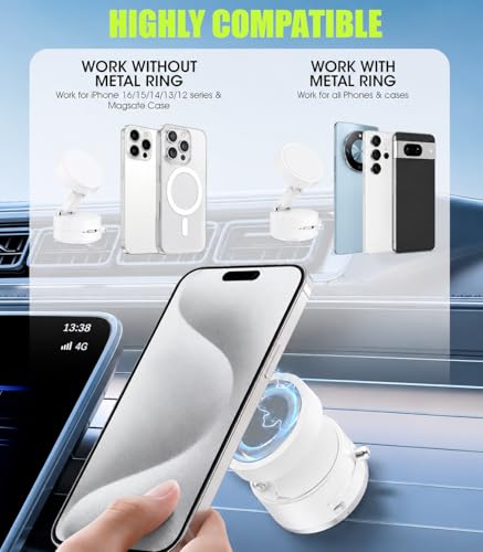 Image of 2026 New Vacuum Magnetic Suction Phone Holder, Magnetic Suction Phone Mount, Foldable and Retractable Double-Sided Phone Holder, Adjustable Strong Car Mount (White)