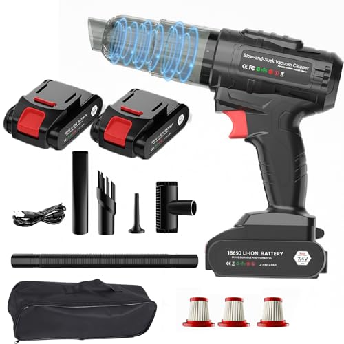Aolawco Aspiradora de mano para coche con 2 baterías, 13000 Pa 3 en 1, potente aspiradora inalámbrica, Tyep-C, recargable, filtración de doble capa, recargable, mini aspiradora portátil