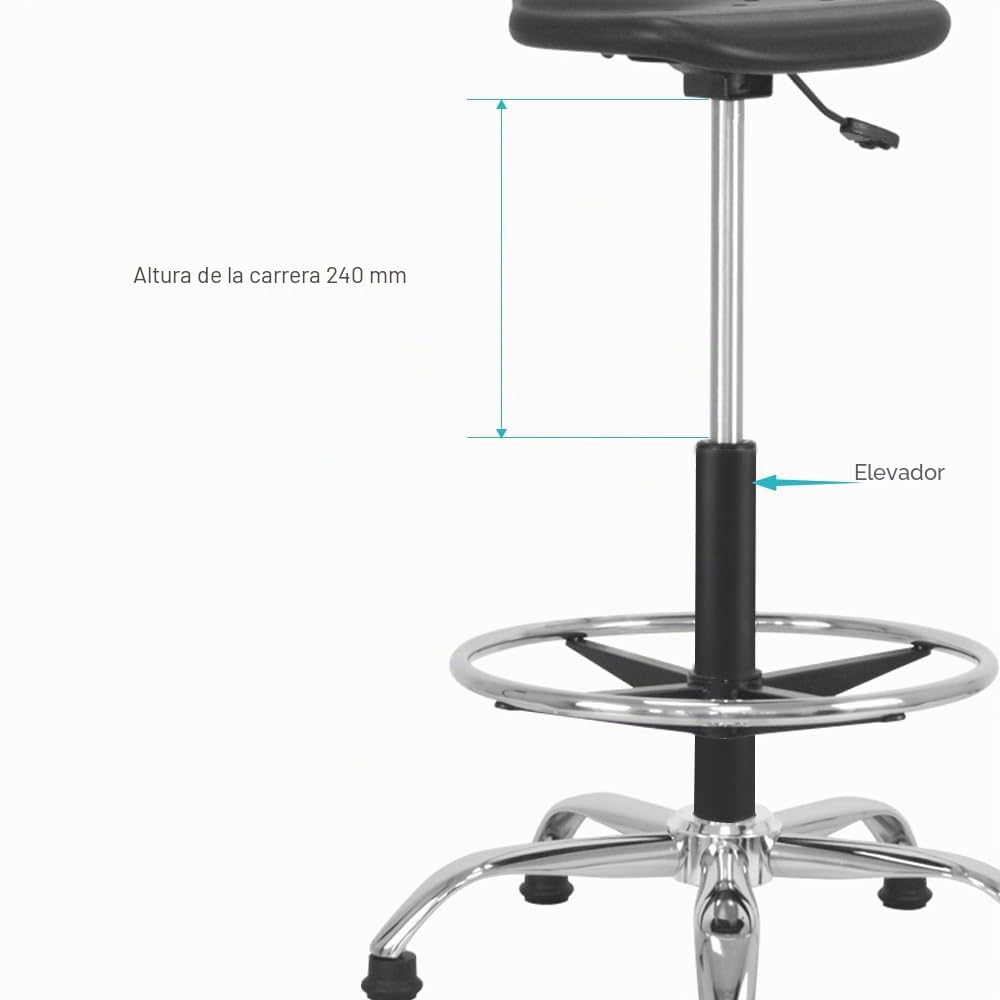 Resorte de Gas para Silla de Oficina, Taburete Alto, Sentado de pie, Altura de 43 a 67 cm, Universal, pistón de Metal Clase 3, Color Negro