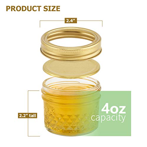 4OZ Mason Jars with Lids, Hoa Kinh 40 Pack Canning Jars, Crystal Food Storage Jelly Jars for Jam, Honey, Wedding Favors, Baby Foods, DIY Spice Jars
