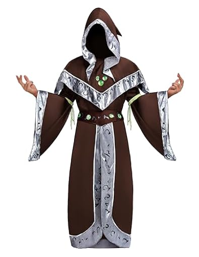 Spooktacular Creations Disfraz de mago de Halloween, disfraz de mago marrón para hombre, disfraz de hechicero adulto para fiesta de disfraces de Halloween, cosplay, juego de rol (grande) | Ya disponible en tu tienda friki favorita! En mundofriki.es!