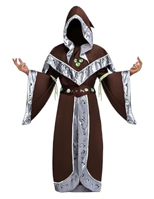 Spooktacular Creations Disfraz de mago de Halloween, disfraz de mago marrón para hombre, disfraz de hechicero adulto para fiesta de disfraces de Halloween, cosplay, juego de rol (grande) | Ya disponible en tu tienda friki favorita! En mundofriki.es!