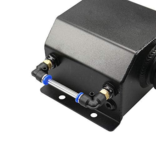 TASAN RACING Universal 1L Aluminum Alloy Square Oil Catch Tank Polished Reservoir Oil Can Tank Black - Thumbnail 6