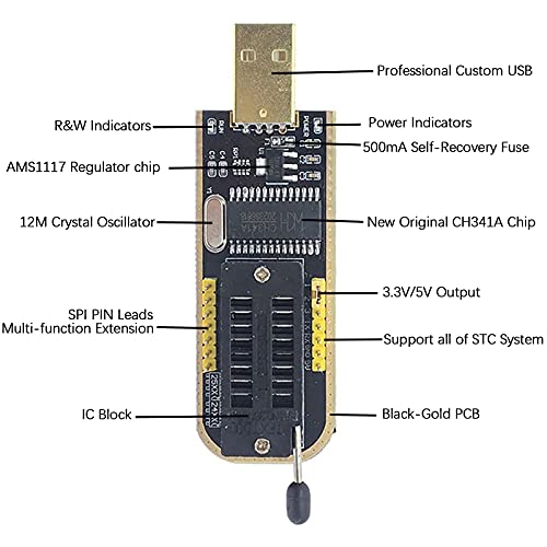 Image of SOIC8 SOP8 Flash Chip IC CH341A USB Programmer Flash BIOS Chip USB Programmer Module SB Programmer+SOP8 Clip+Adapter