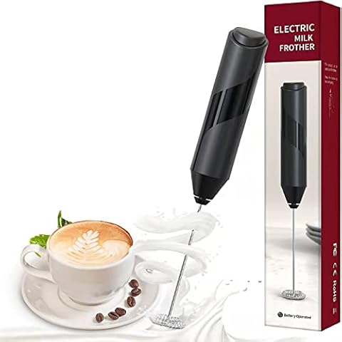 Milk Frother Handheld, Amlink Electric Milk Frothers, Coffee Frother Whisk, Milk Whisk, Mini Whisk, Foam Maker, Drink Mixer for Coffee, Milk, Lattes, Cappuccino Cream Matcha (Black) Cover