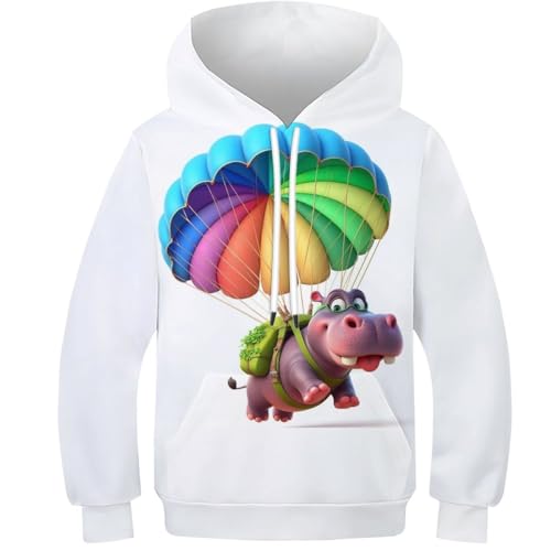 Sweat à capuche motif hippopotame pull 3D cadeau original anniversaire